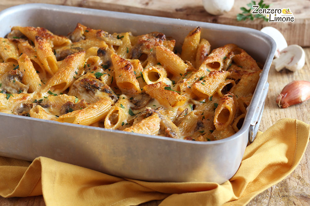 pâtes au four aux champignons