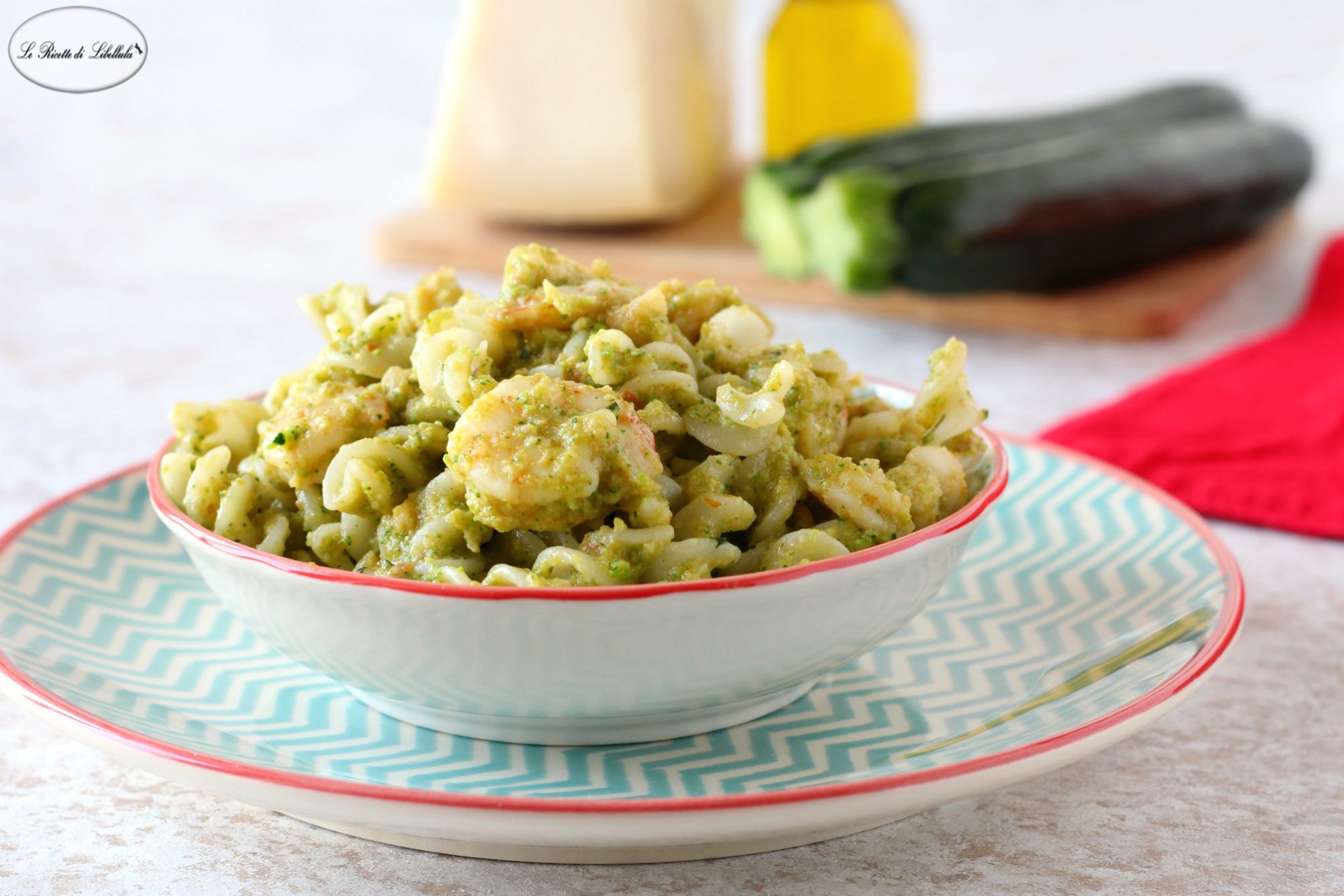 Pâtes crémeuses aux courgettes et crevettes