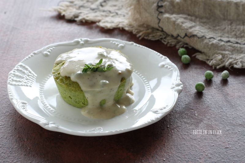 flan de petits pois avec fondue, facile et savoureux