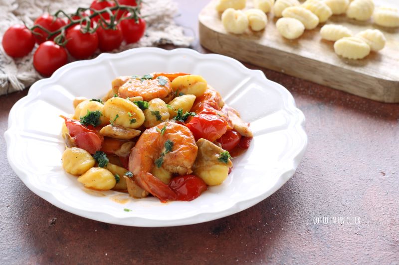 gnocchi aux crevettes et champignons