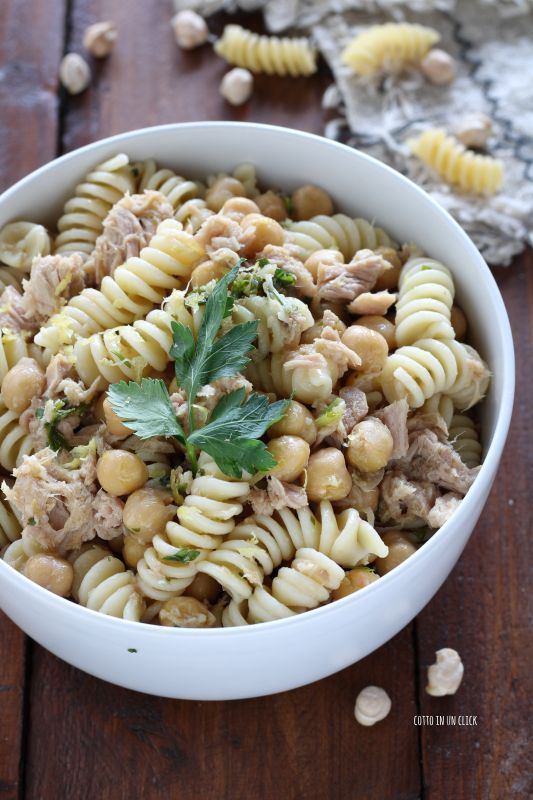 pâtes froides avec pois chiches thon et citron