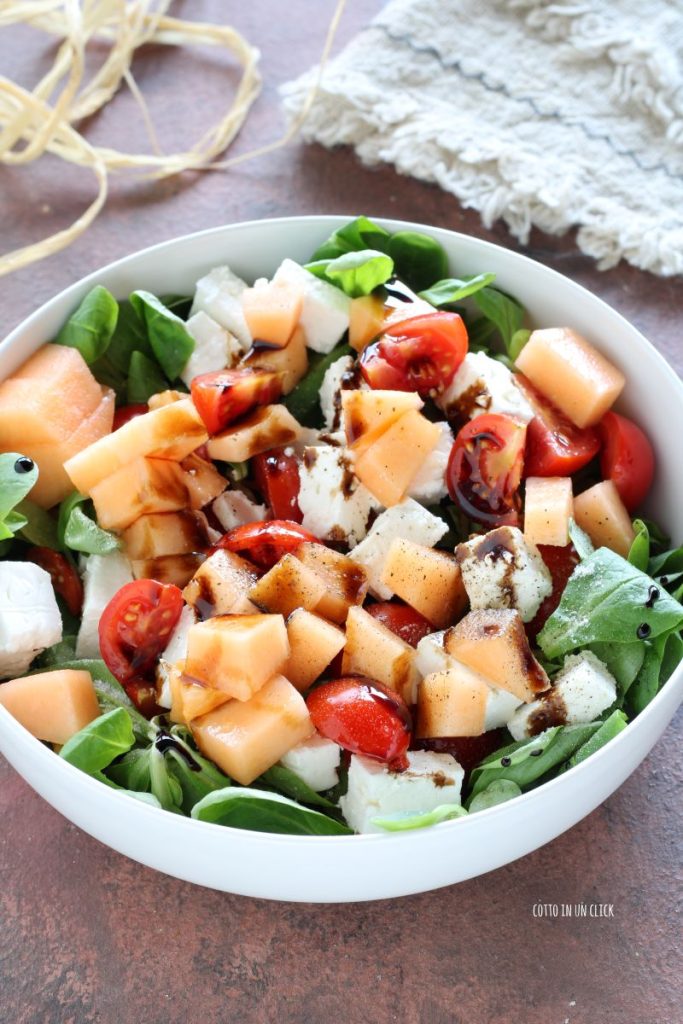 salade de melon, tomates cerises et feta