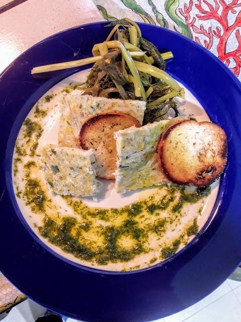 Bianchetti avec légumes et pesto de fenouil sauvage