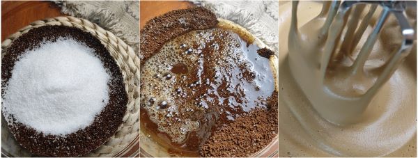 préparation de la mousse au café avec de l'eau