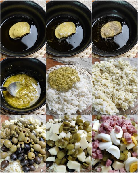 préparation de la salade de riz classique