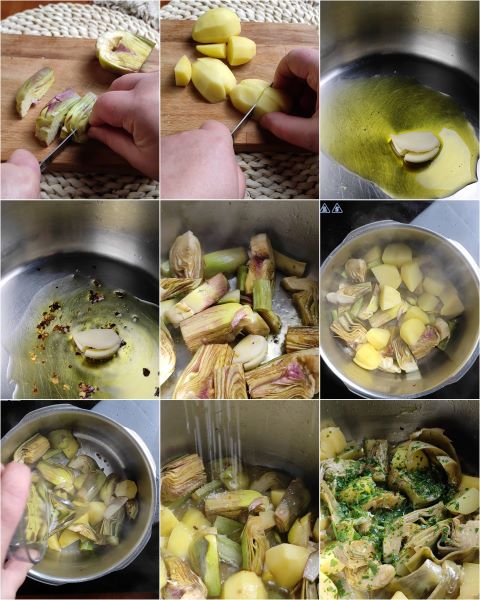 préparation des artichauts et pommes de terre à la cocotte-minute