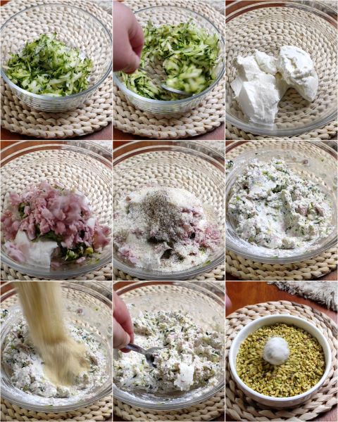 préparation des boulettes de ricotta et courgettes