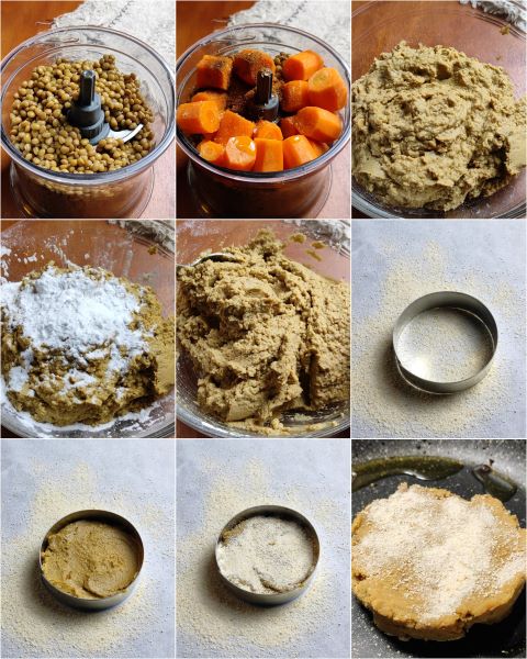 préparation des burgers de lentilles