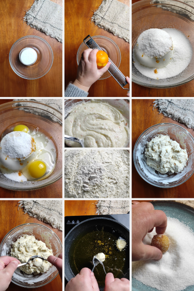 préparation des castagnoles à la ricotta