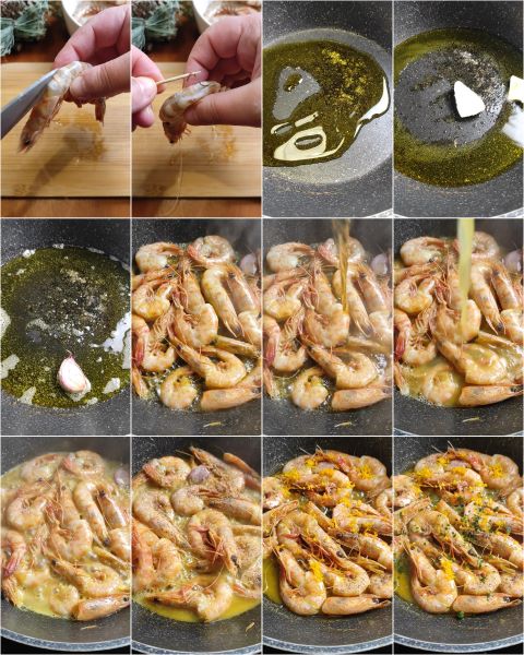 préparation des crevettes au Brandy