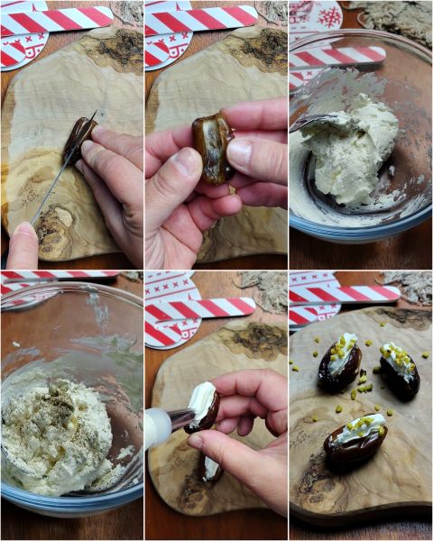 préparation des dattes farcies de Noël