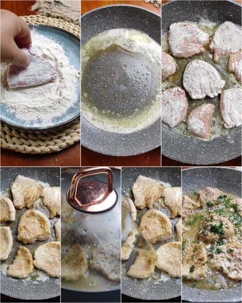 préparation des escalopes de veau au vin blanc