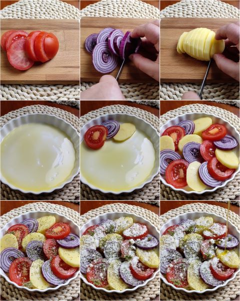 préparation des légumes au four