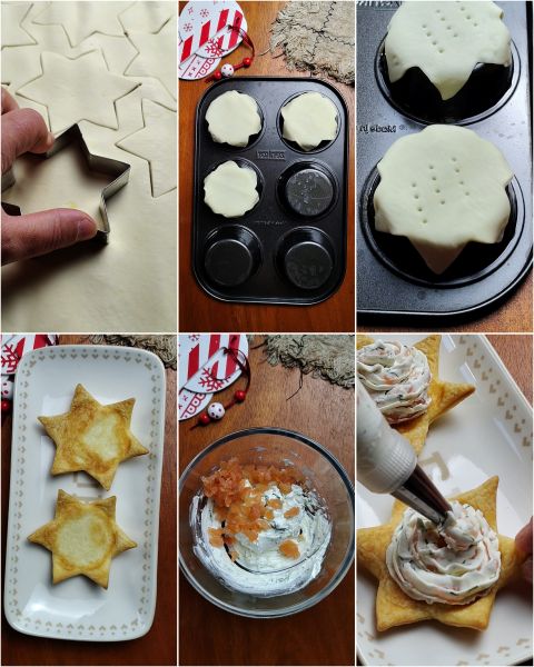 préparation des paniers en pâte feuilletée de Noël