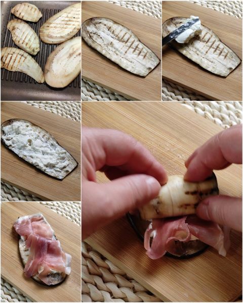 préparation des paupiettes d'aubergine