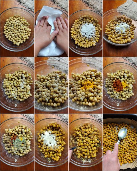 préparation des pois chiches croustillants à la friteuse à air