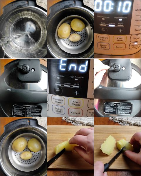 préparation des pommes de terre à la vapeur dans la cocotte-minute