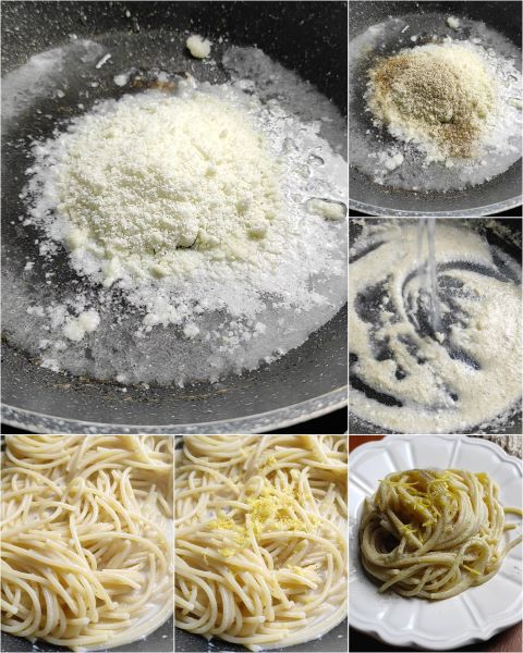 préparation des spaghetti cacio pepe et citron