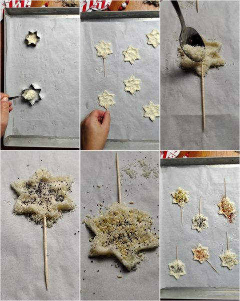 préparation des sucettes au parmesan de Noël