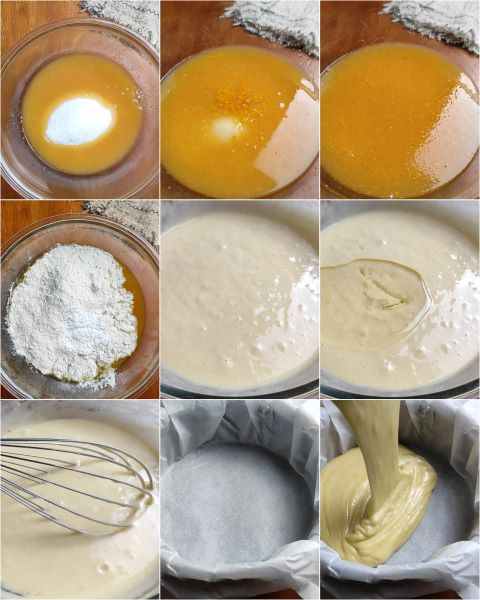 préparation du gâteau à l'orange sans œufs