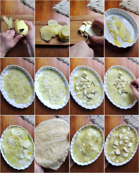 préparation du millefeuille de pommes de terre au four