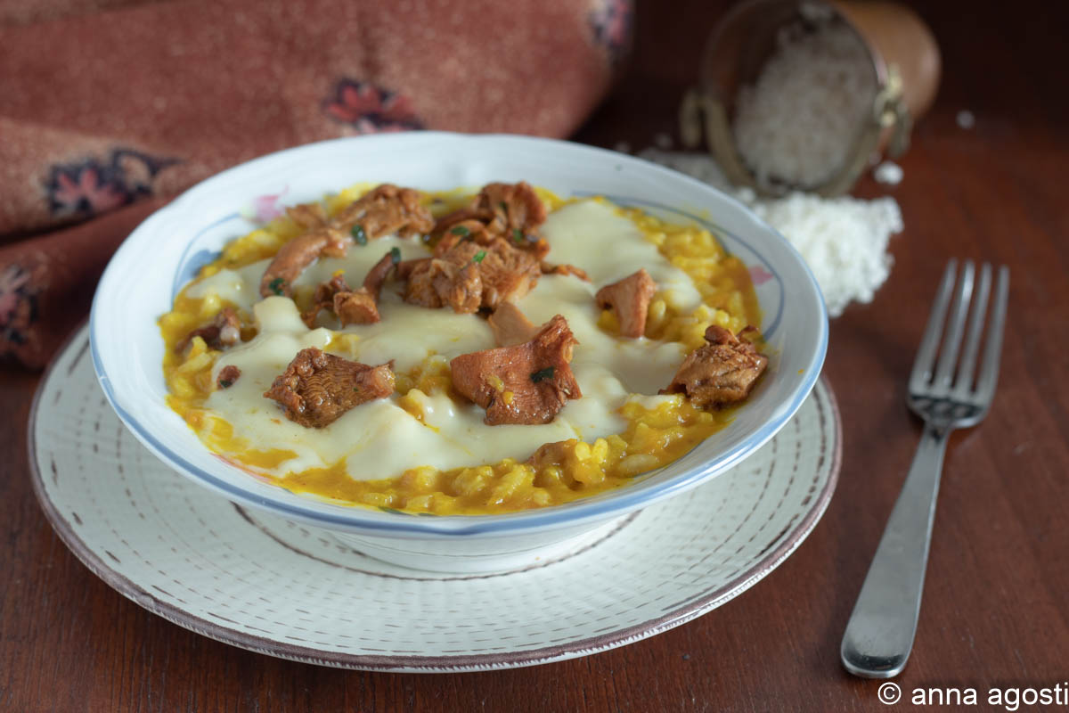 Risotto à la citrouille, champignons et taleggio