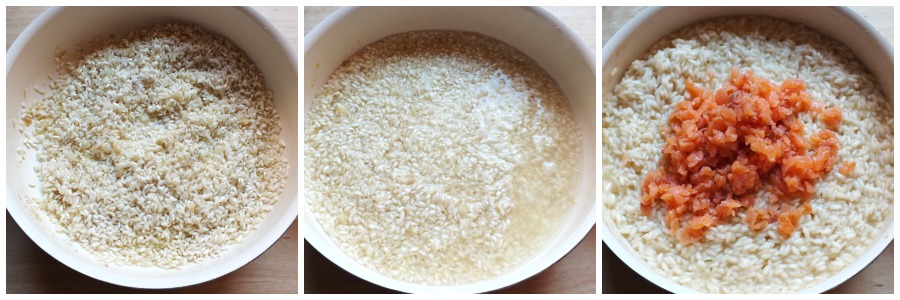 risotto au saumon - cuisson