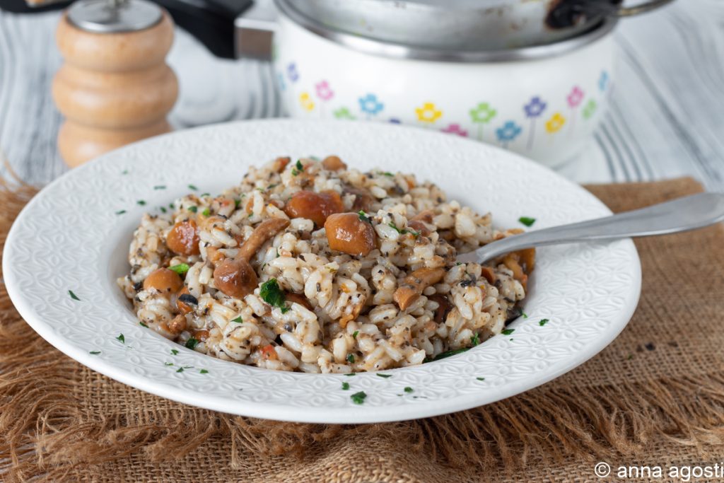 risotto champignons et tapenade d'olives