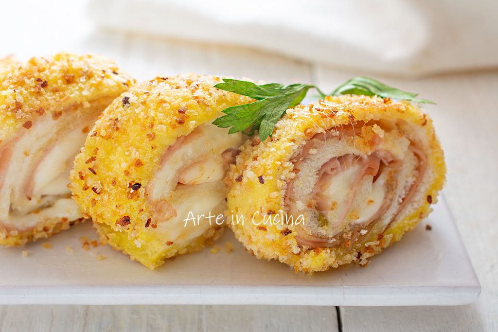 Roulés de pain de mie mortadelle et provola