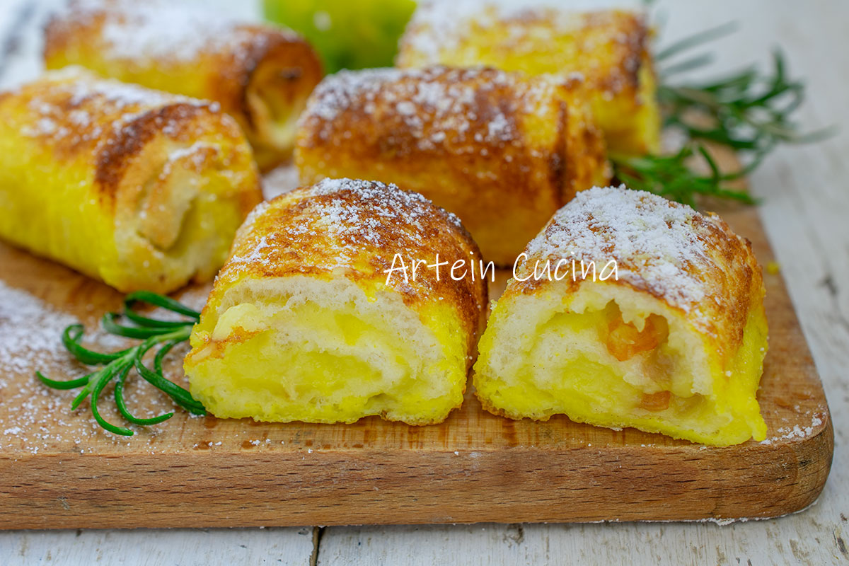 Roulés de pain de mie sucrés à la crème