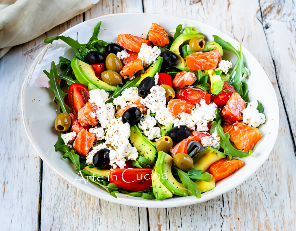 Salade d'avocat et saumon