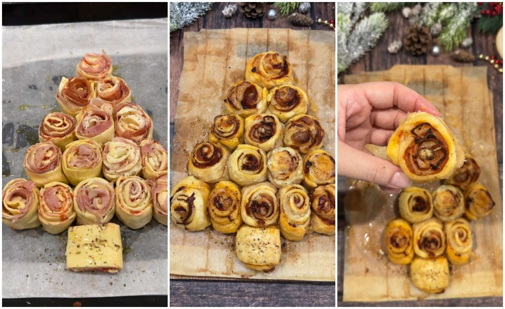 sapin de Noël jambon et mozzarella