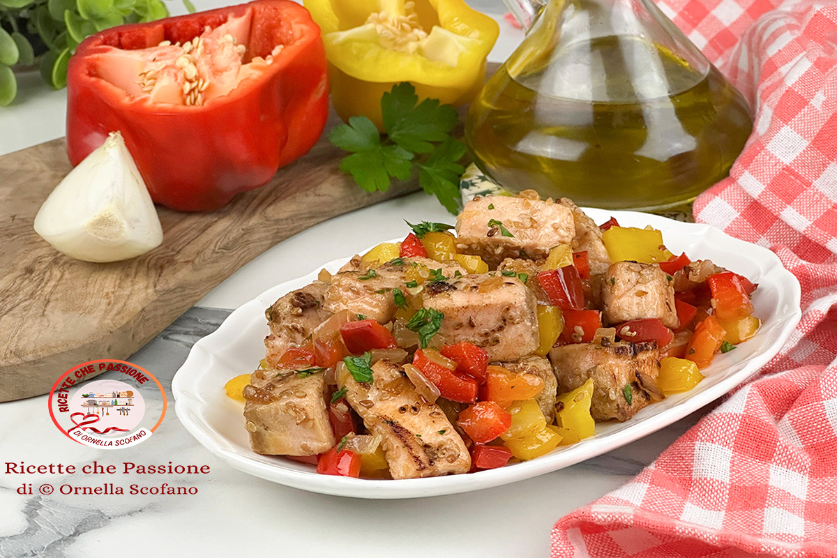 Saumon avec poivrons à la sauce soja