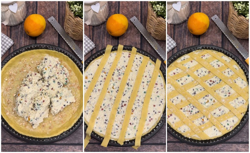 tarte avec ricotta chocolat et fruits confits