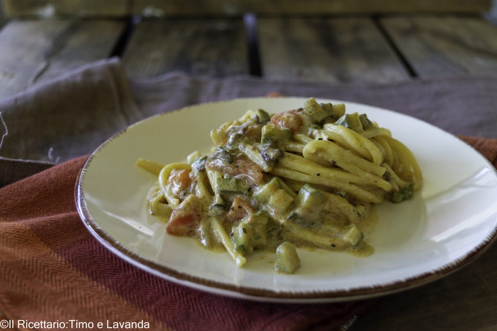 tonnarelli aux légumes avec crème à la ricotta