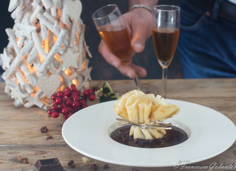 Crêpes sucrées au pandoro et crème de noisettes