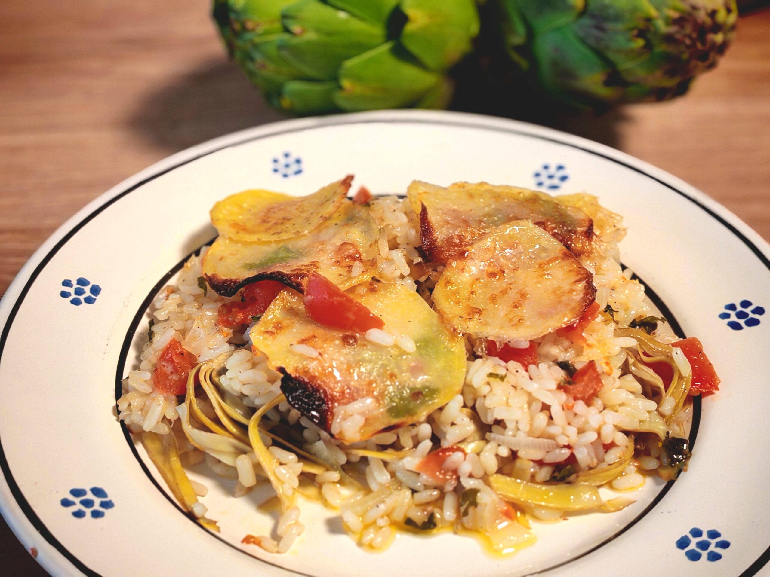 Pommes de terre, artichauts et riz