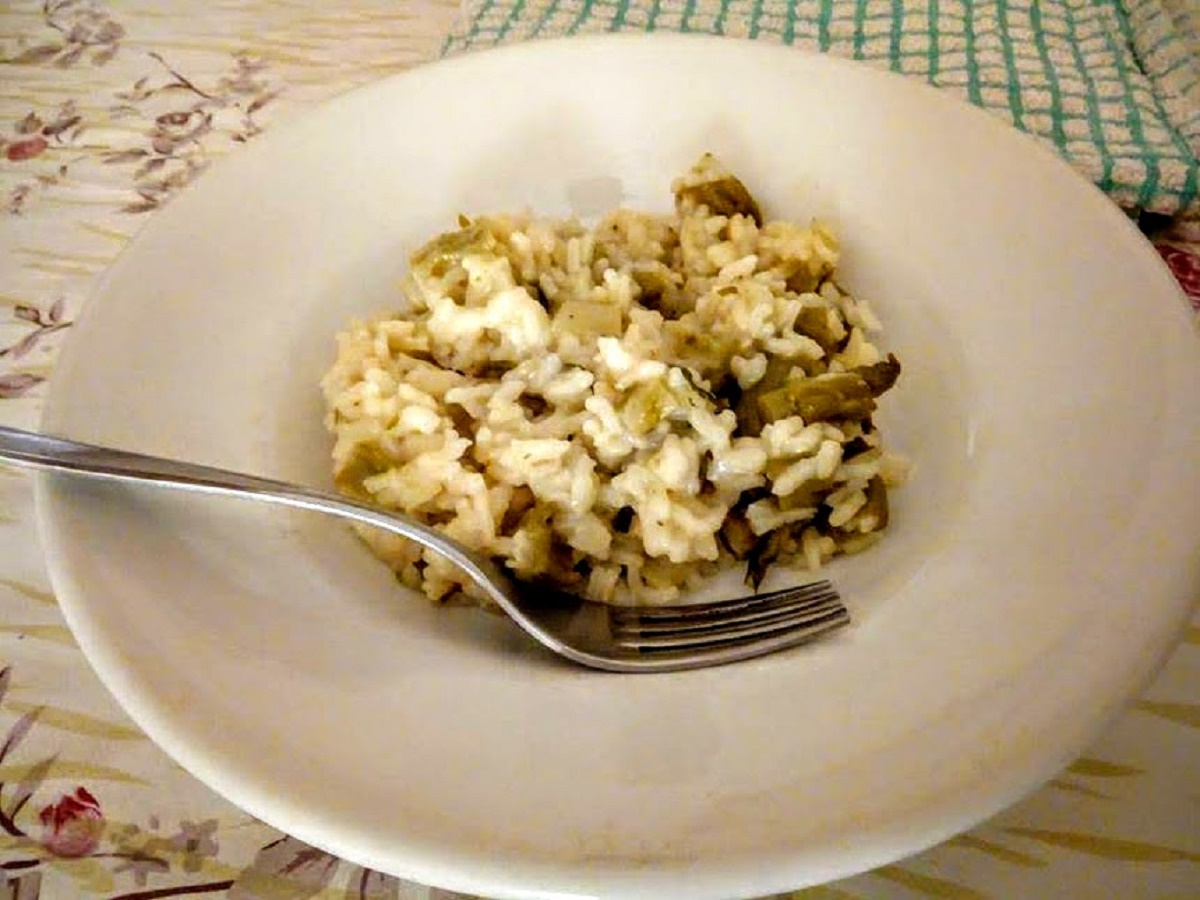 Risotto blanc avec chicorée à la saveur amère