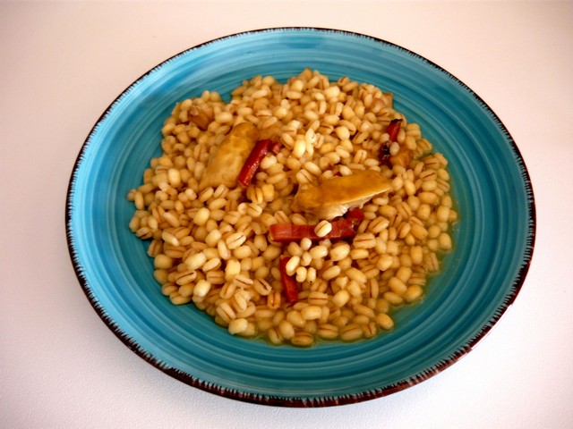 Céréales quelle bonté : orzotto avec amanites des césars et speck