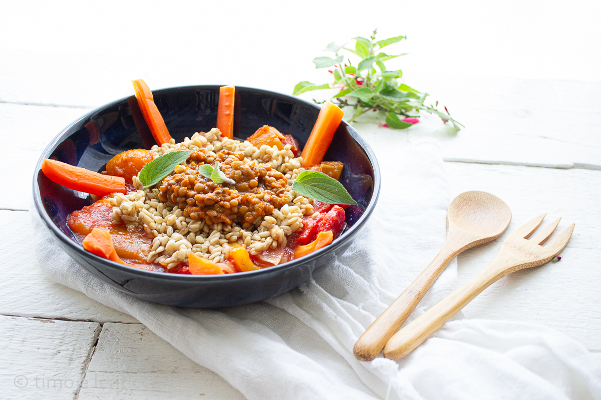 Avoine en grains et lentilles plat unique