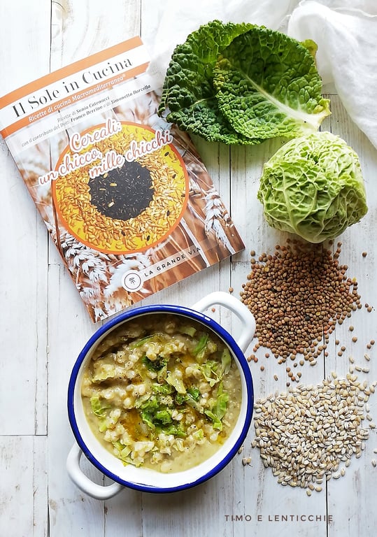 Chou frisé avec orge et lentilles