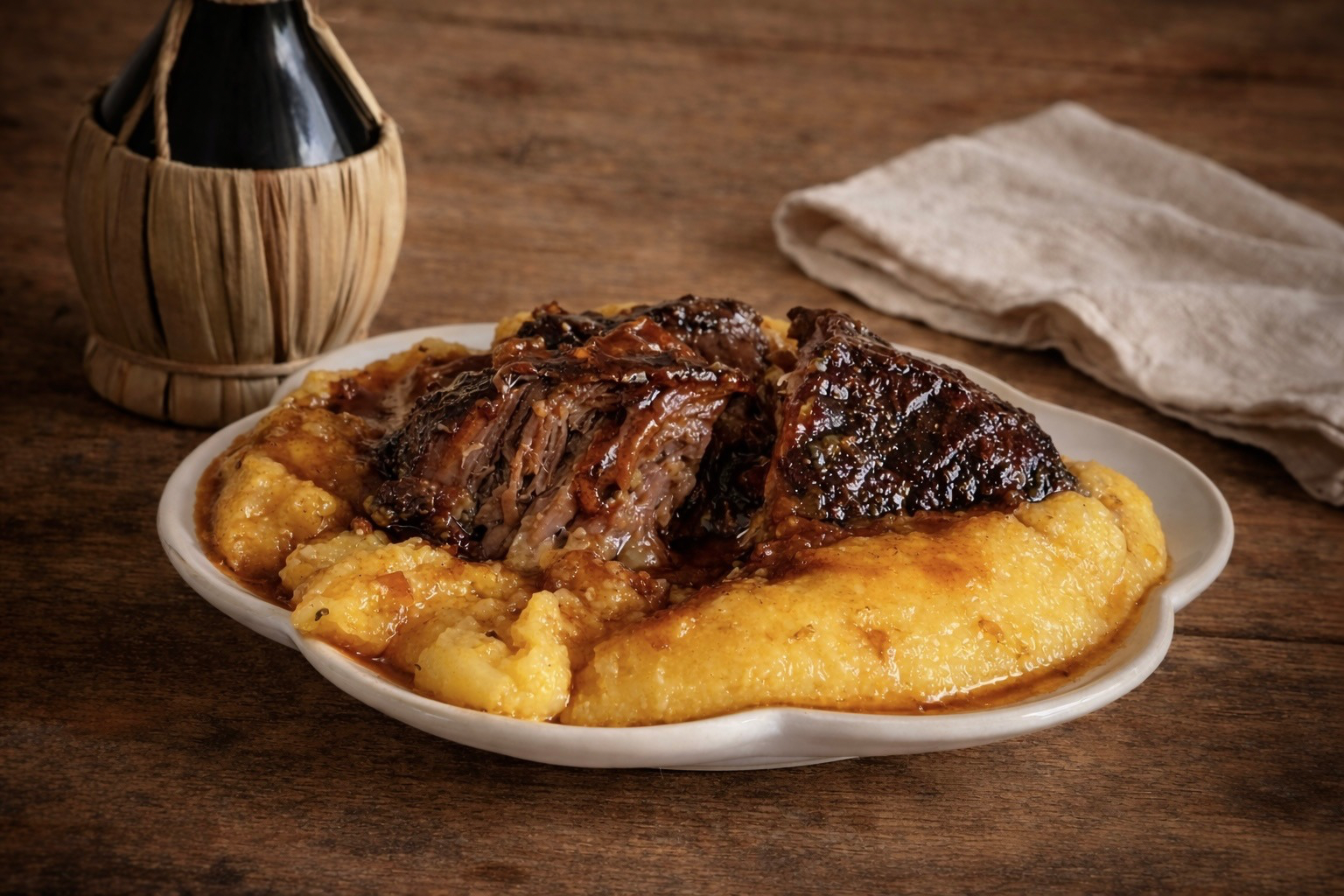 JOUE DE PORC AVEC POLENTA