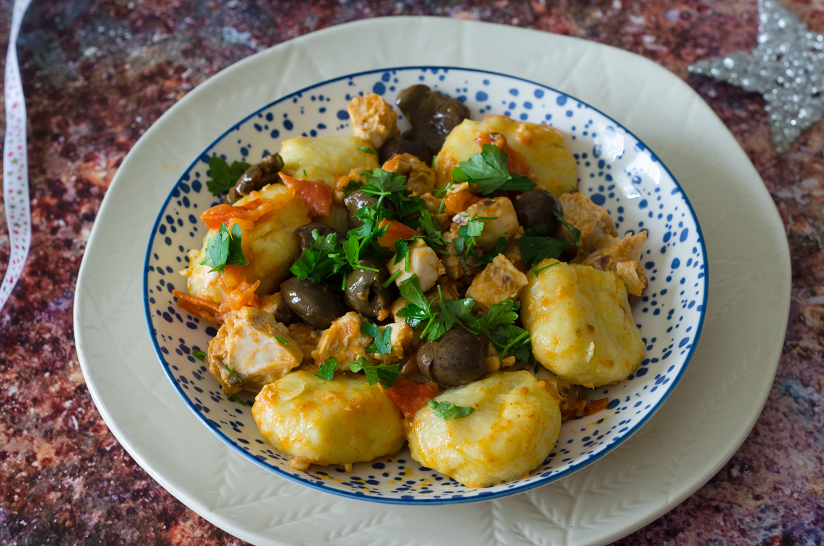 Gnocchi farcis à la citrouille avec ragoût de fruits de mer