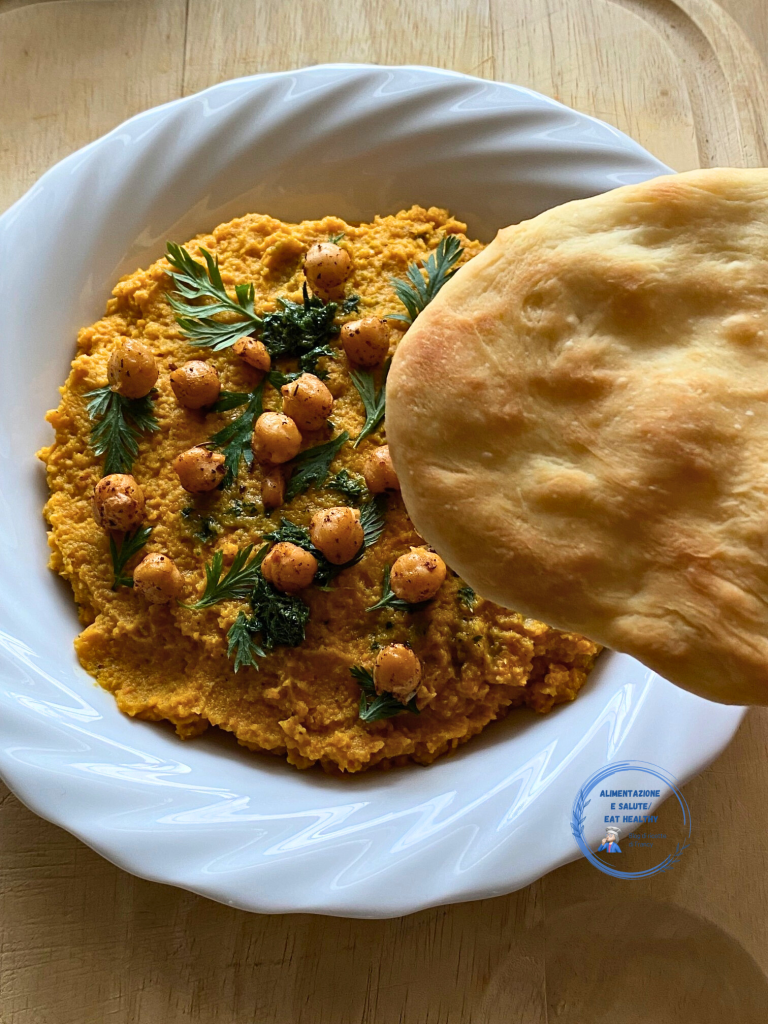 Houmous de carottes et pois chiches rôtis