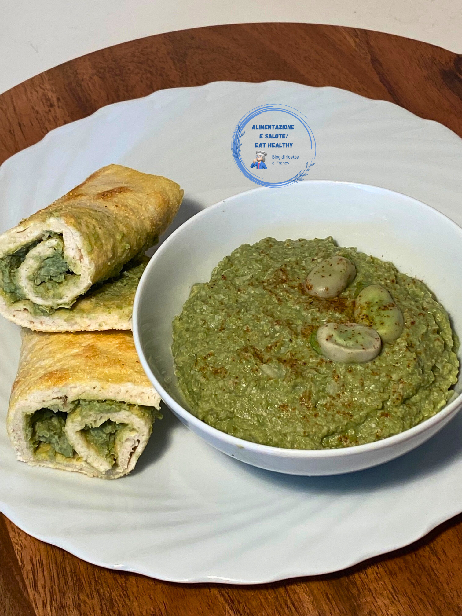 Houmous de fèves avec pita croustillante au maïs