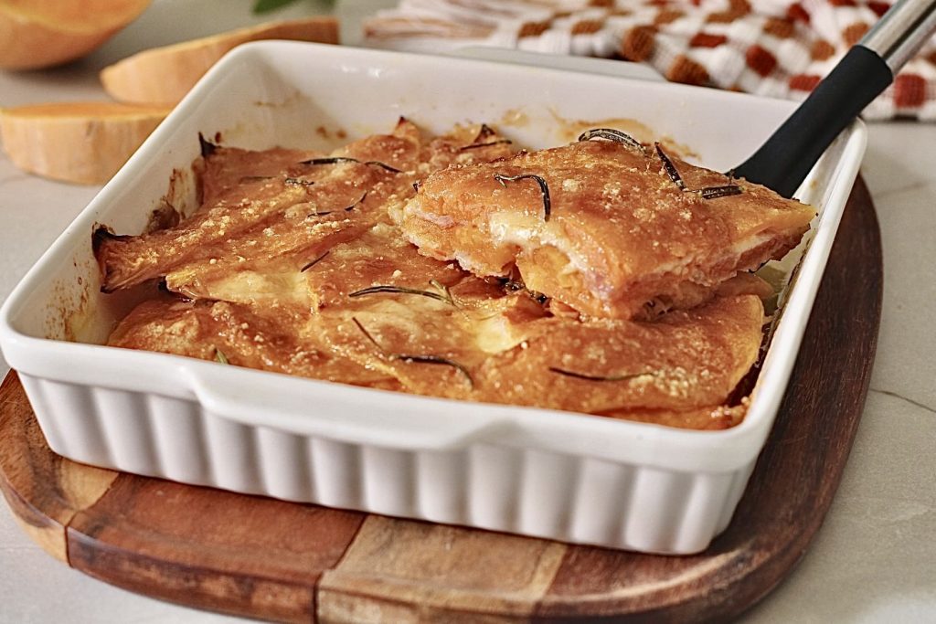 Parmigiana de potiron rapide, je mets tout cru et j'enfourne.