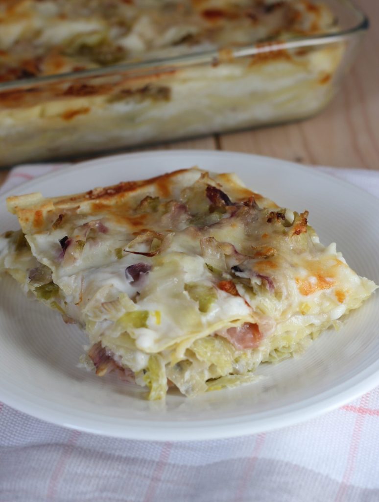 lasagnes avec chou frisé poireau et speck