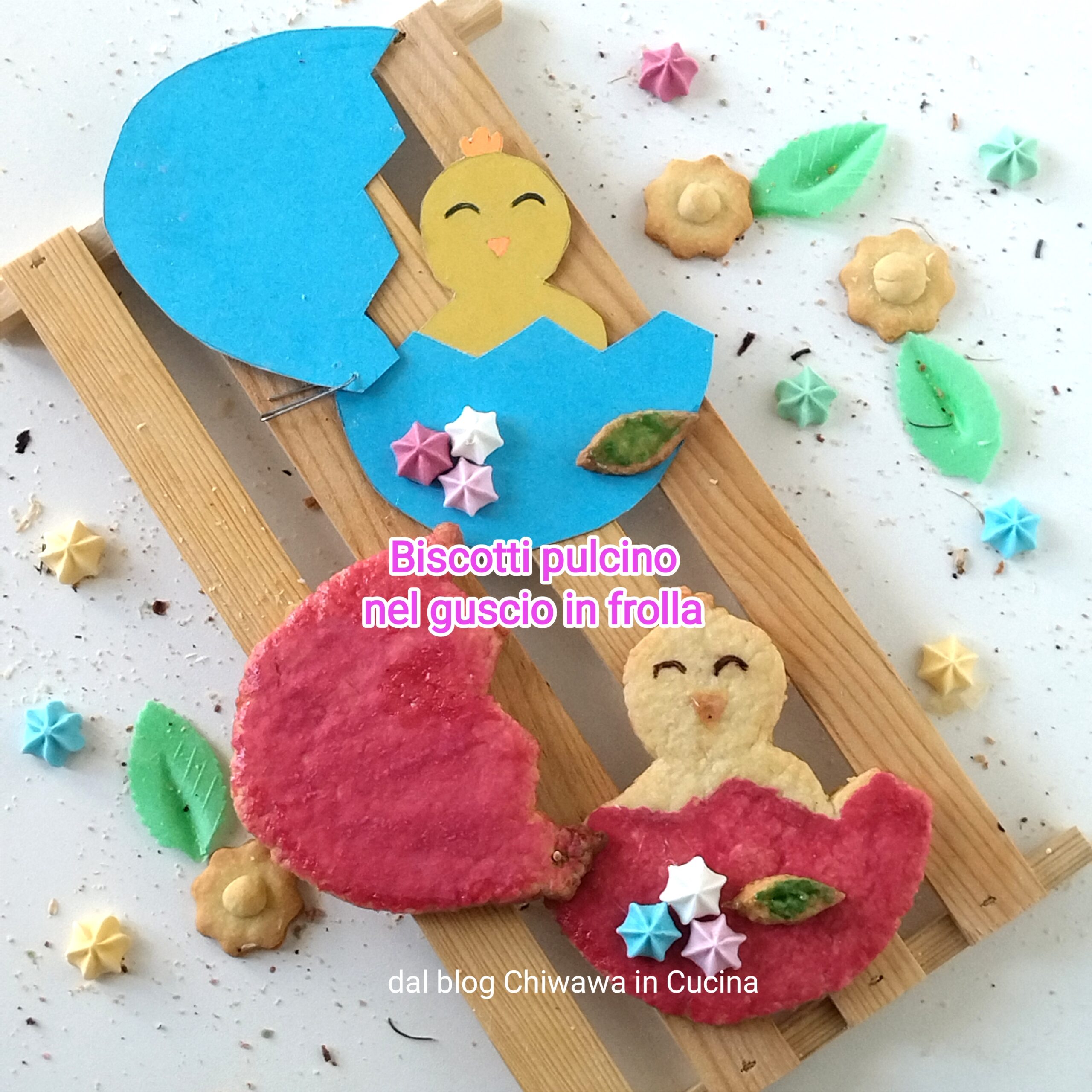 Biscuits poussin dans la coquille en pâte sablée