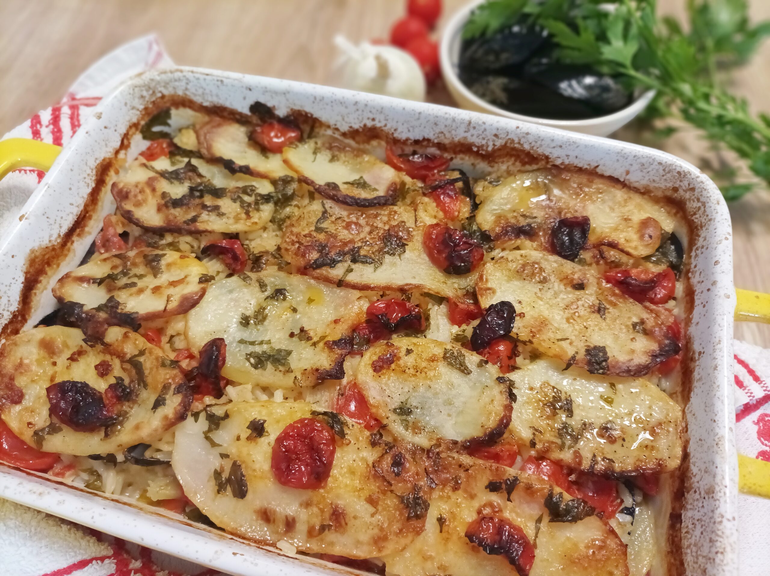 Pommes de terre, moules et riz