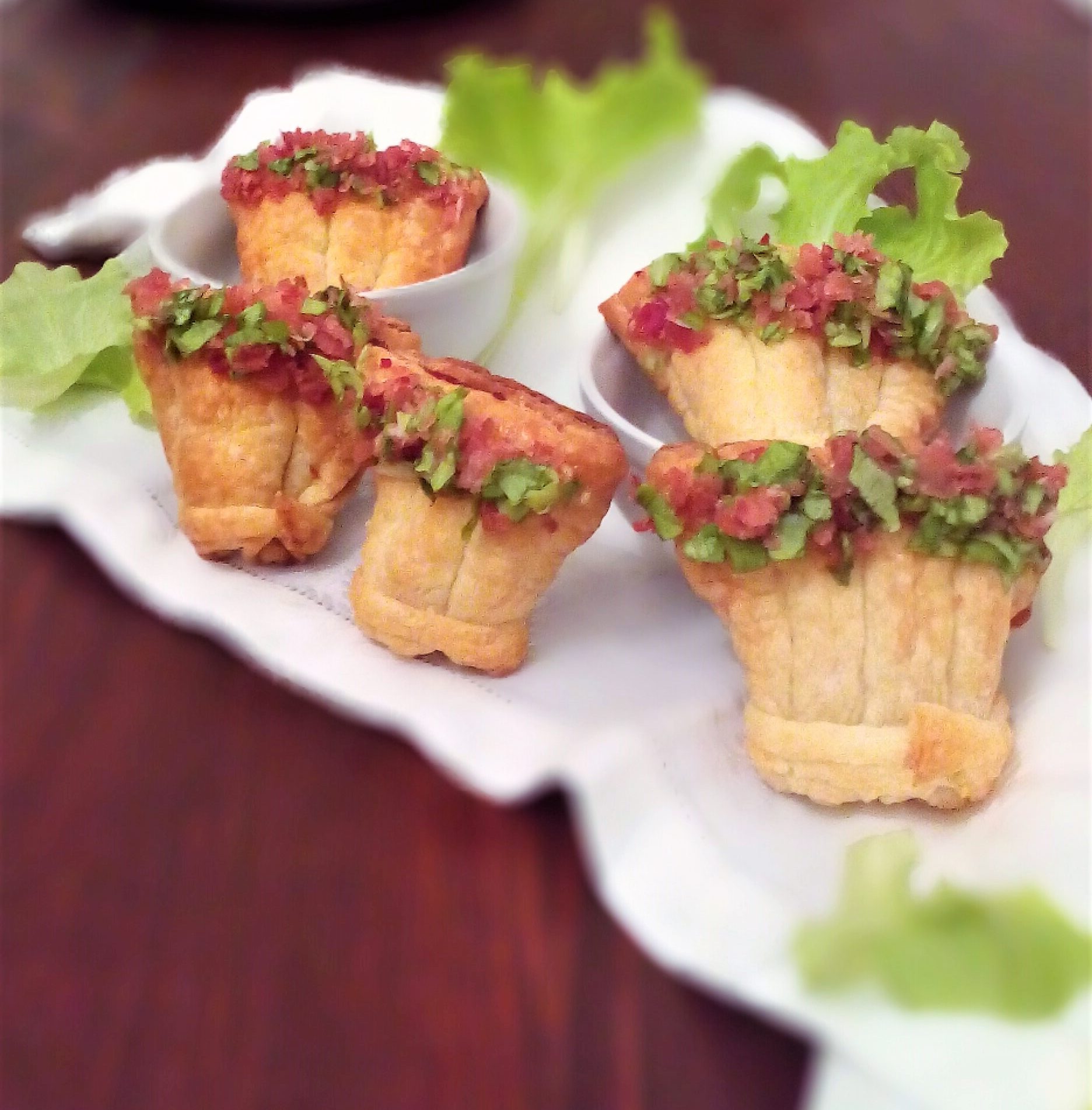 Petites jardinières de pâte feuilletée